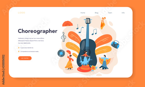 Dance teacher or choreographer web banner or landing page.