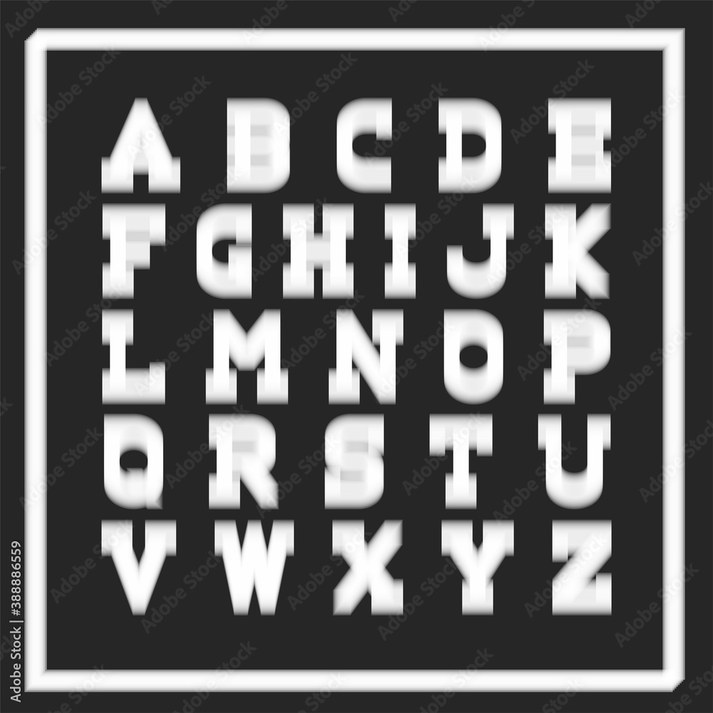 Vector stylish font.English alphabet. Latin letters with blurry effect