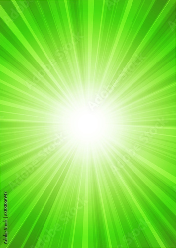 【背景画像素材】放射線状の光の背景 緑 縦位置【集中線・スピード感】