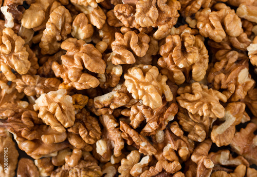 Peeled raw walnuts. Nuts background