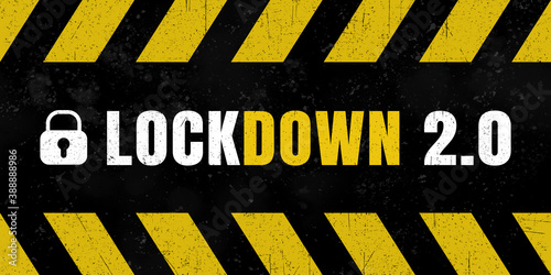 Schild im Grungelook mit Text: Lockdown 2.0