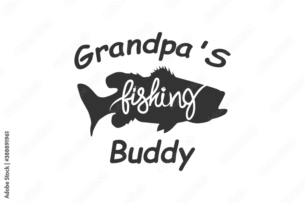 fishing buddy svg, fishing svg, funny kids svg, daddy svg, onesie svg, svg  for cricut, toddler svg, daddy's fishing, fishing family Stock Vector