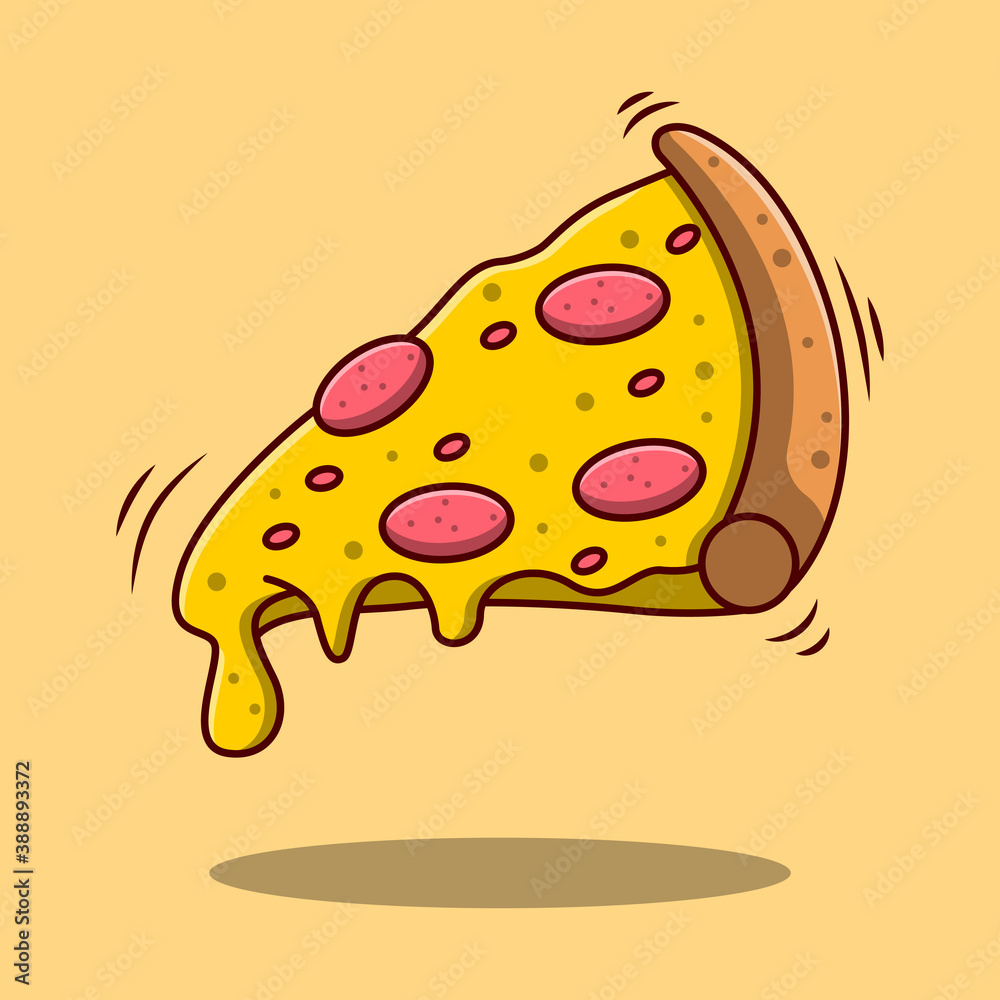 Flying Slice Of Pizza Cartoon Vector Illustration Stock Vector 