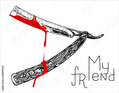 hand drawn vector illustration of a razon