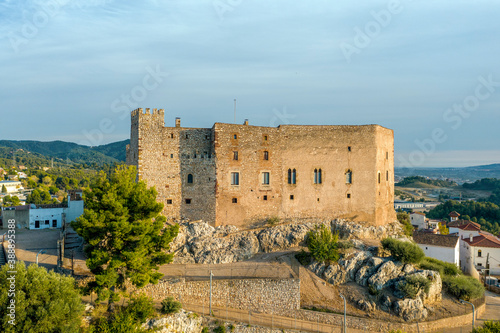 Medieval castle of El Papiol on the bank of the Llobregat river, Barcelona province, Spain photo