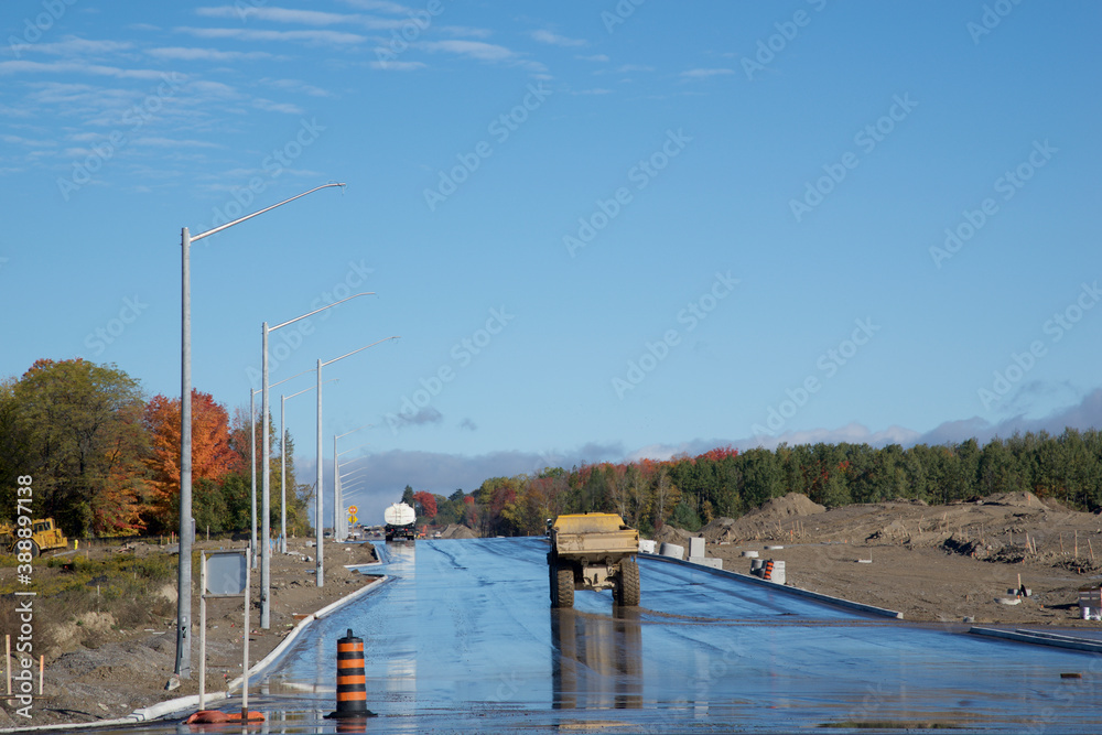 Traffic on a new construction site in Ontario