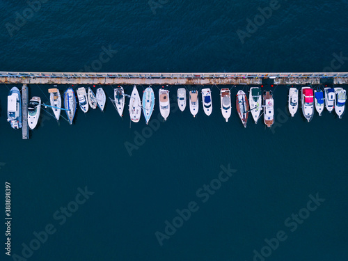Russia,�Primorsky�Krai, Vladivostok, Aerial view of boats moored in harbor
