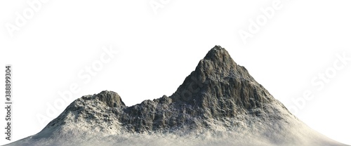 Snowy mountains Isolate on white background 3d illustration © elenaed