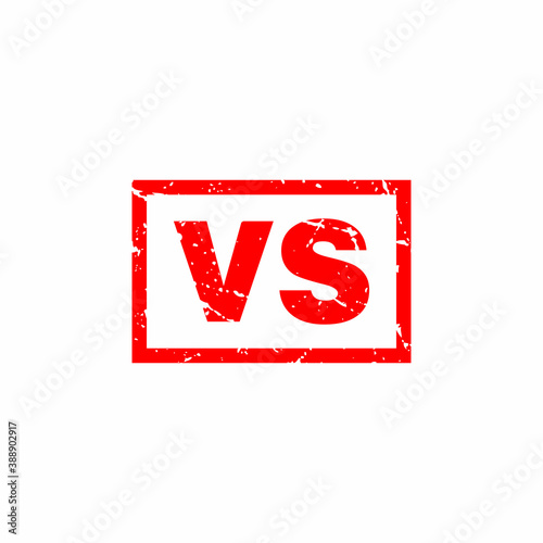 Abstract Red Grungy Vs Rubber Stamp Sign Illustration Vector, Versus Text Seal, Mark, Label Design Template