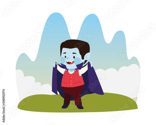 cute little boy dressed as a dracula character