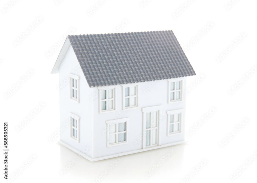 White small house model on white background