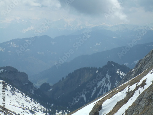 The beautiful Swiss Alps, snow covered mountains and stunning vistas