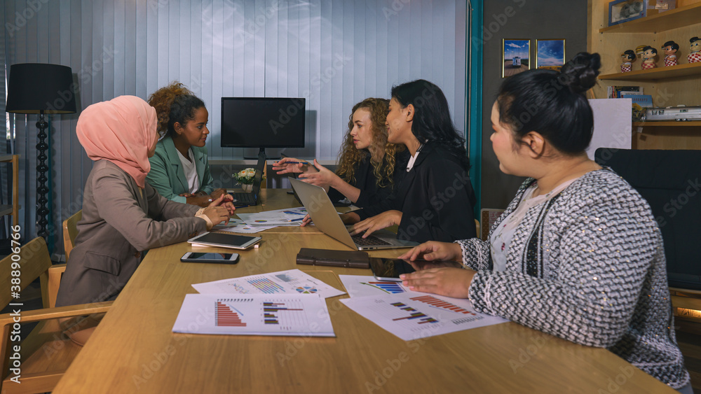 diverse businesswomen teamwork have business meeting and presentation diverse businesswomen teamwork have business meeting and presentation