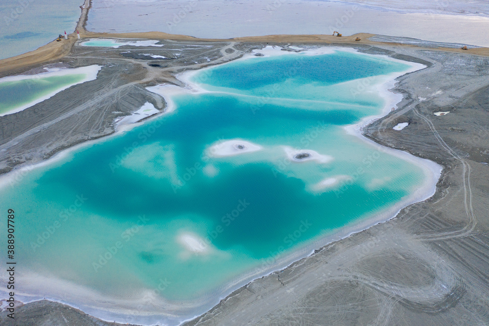 Aerial photo of beautiful emerald lake