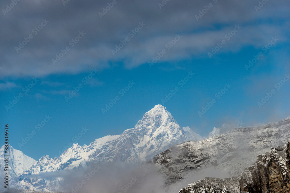 Beautiful snow mountain scenery close-up