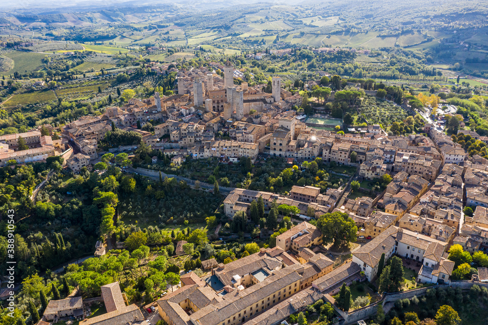 Aerial view of San Gimignano. Tuscany, Italy.