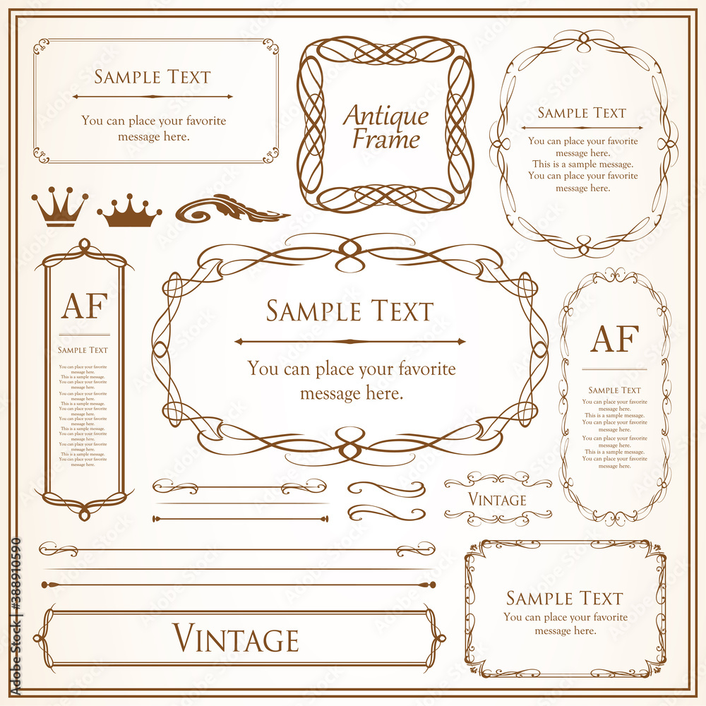 クリスマスのフレームセット、リースのデザイン、オーナメントや装飾デザイン