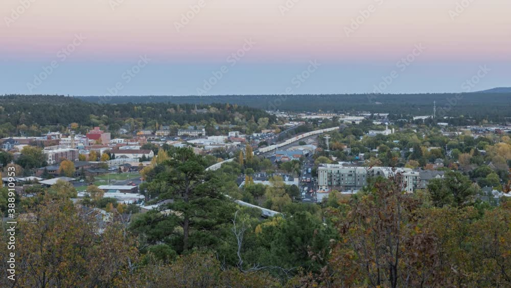 Afternoon to night high angle time lapse of the Flagstaff cityscape Afternoon to night high angle time lapse of the Flagstaff cityscape