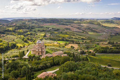 Aerial view of the Church of San Biagio in Montepulciano. Tuscany  Italy.