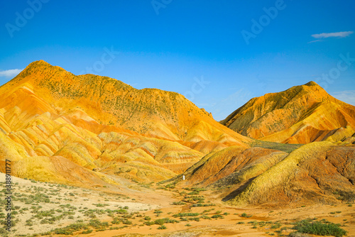Colorful Danxia landform close-up scenery