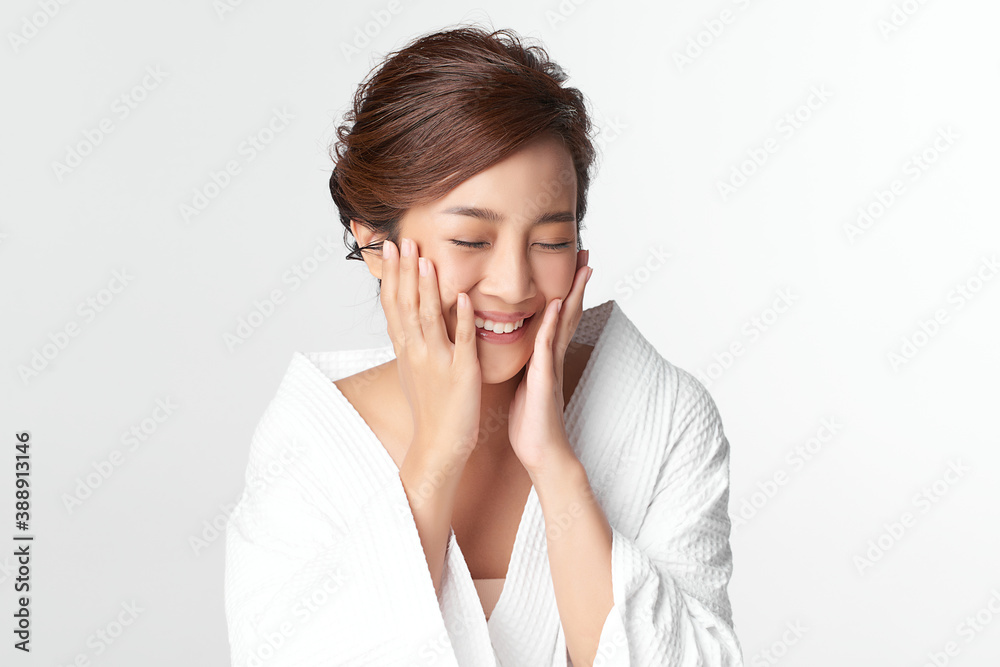 Beautiful young asian woman with clean fresh skin on white background, Face care, Facial treatment, Cosmetology, beauty and spa, Asian women portrait Beautiful young asian woman with clean fresh skin on white background, Face care, Facial treatment, Cosmetology, beauty and spa, Asian women portrait