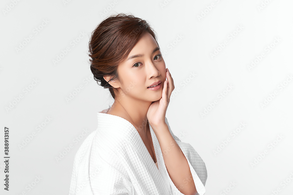 Beautiful young asian woman with clean fresh skin on white background, Face care, Facial treatment, Cosmetology, beauty and spa, Asian women portrait Beautiful young asian woman with clean fresh skin on white background, Face care, Facial treatment, Cosmetology, beauty and spa, Asian women portrait