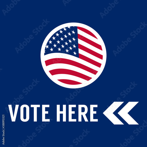 Vote here sign vector design