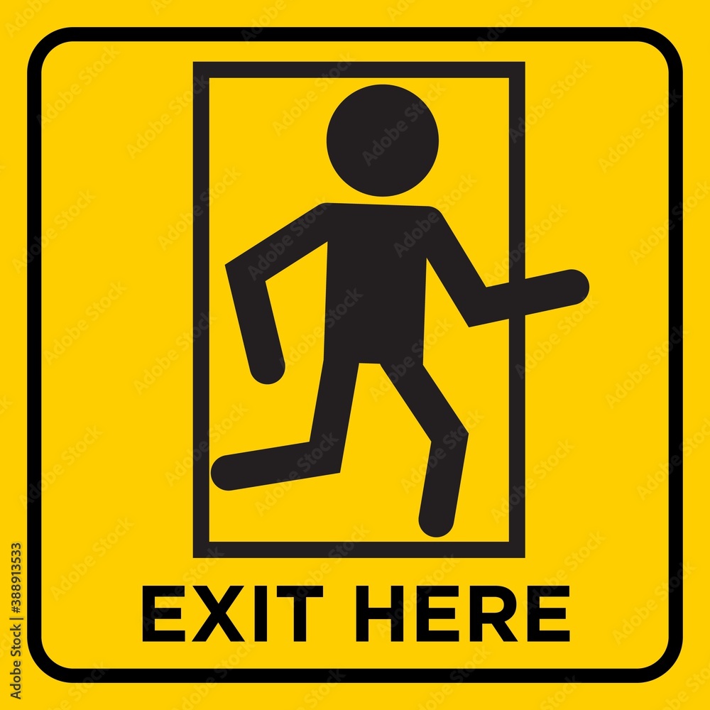 Exit Here Printable Yellow Warning Sticker Sign Exit Here Printable Yellow Warning Sticker Sign