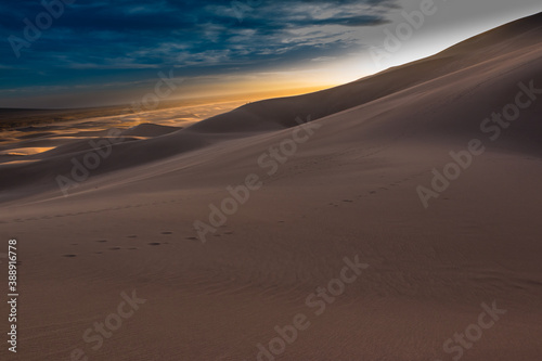 Sunset on The Dune Field of Great Sand Dunes National Park  Colorado  USA