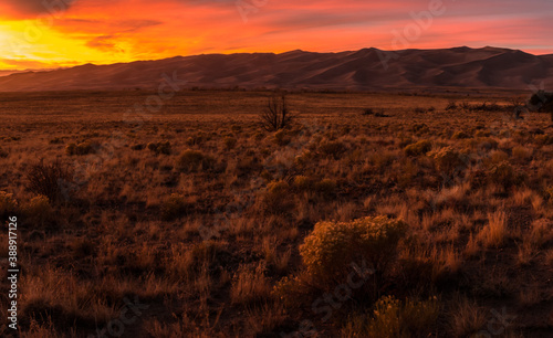 Sunset on The Dune Field of Great Sand Dunes National Park, Colorado, USA