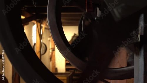 Wallpaper Mural Closeup see through shot of Spinning Gear Wheels in wooden old Mill Torontodigital.ca