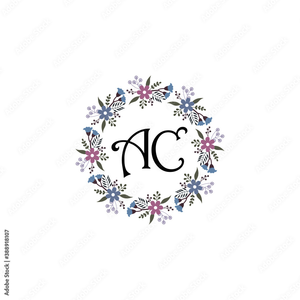 Initial AC Handwriting, Wedding Monogram Logo Design, Modern Minimalistic and Floral templates for Invitation cards