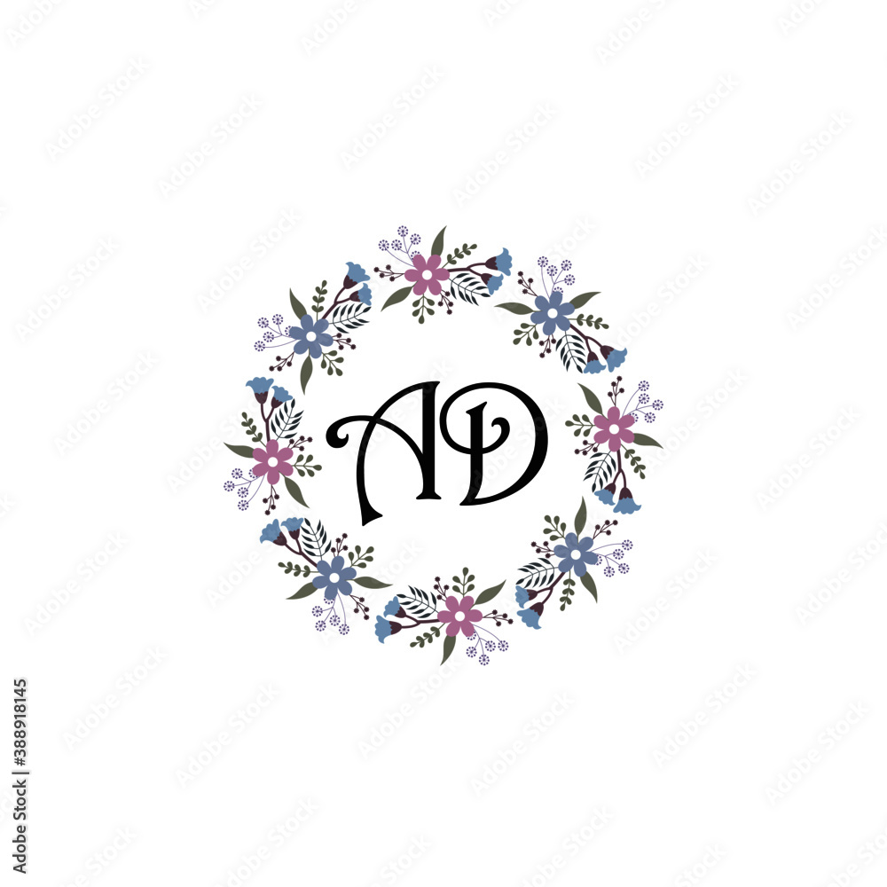Initial AD Handwriting, Wedding Monogram Logo Design, Modern Minimalistic and Floral templates for Invitation cards Initial AD Handwriting, Wedding Monogram Logo Design, Modern Minimalistic and Floral templates for Invitation cards