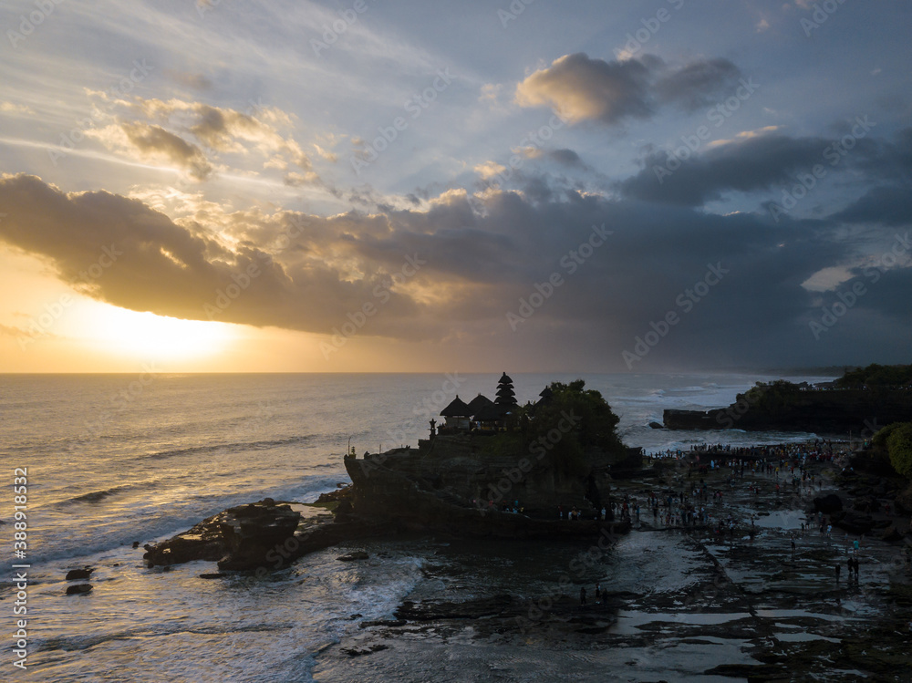 Tanah Lot Temple in Bali Indonesia Drone view 