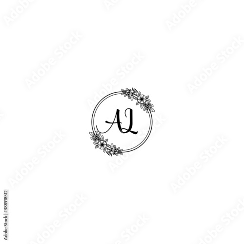 Initial AL Handwriting, Wedding Monogram Logo Design, Modern Minimalistic and Floral templates for Invitation cards