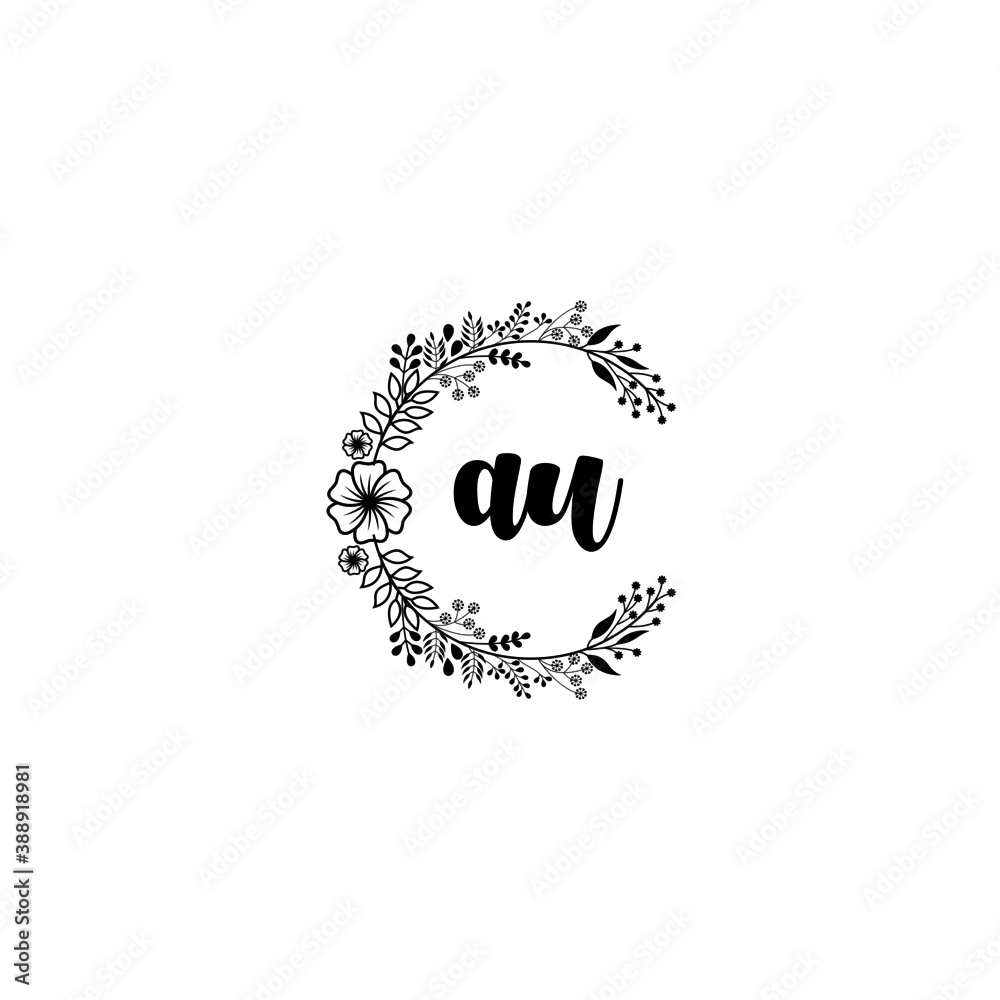 Initial AU Handwriting, Wedding Monogram Logo Design, Modern Minimalistic and Floral templates for Invitation cards Initial AU Handwriting, Wedding Monogram Logo Design, Modern Minimalistic and Floral templates for Invitation cards