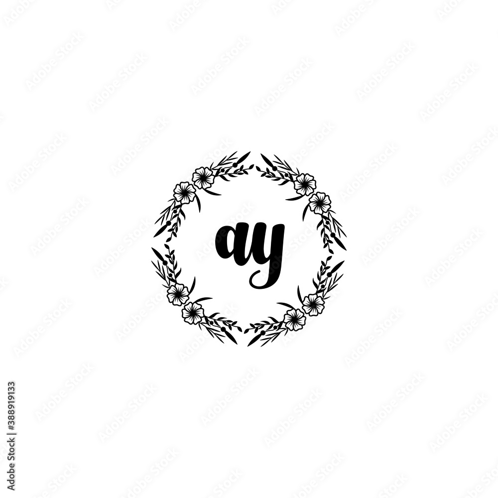Initial AY Handwriting, Wedding Monogram Logo Design, Modern Minimalistic and Floral templates for Invitation cards