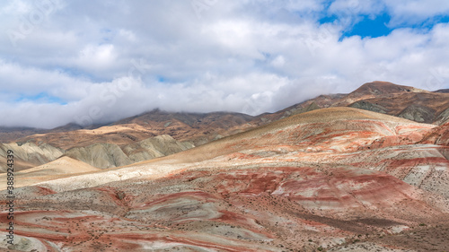 Striped red mountains landscape, beauty of nature