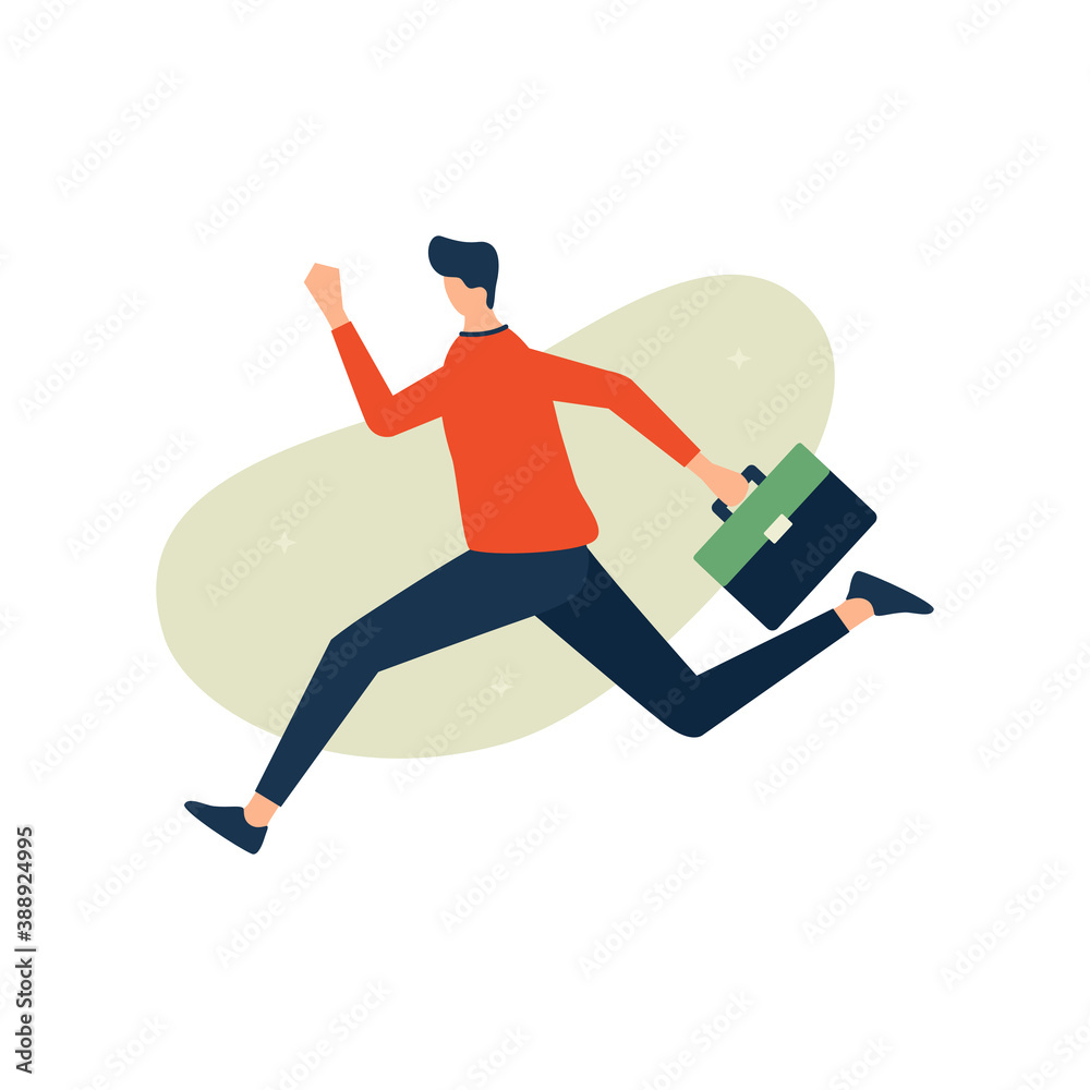 Businessman running hold a bag Businessman running hold a bag