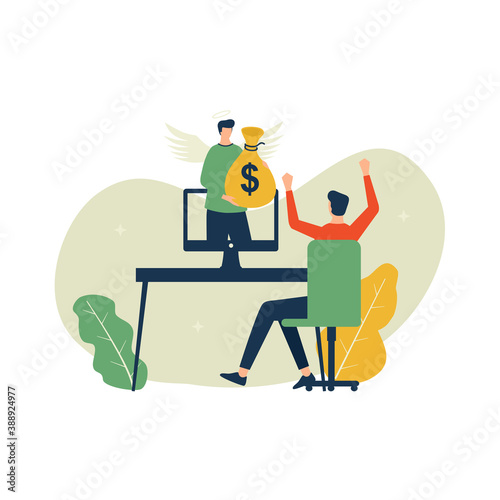 Angel investor concept, businessman get money investor