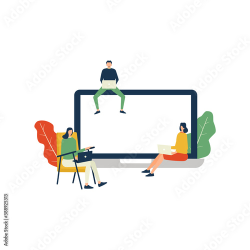 Business team work remote, work together