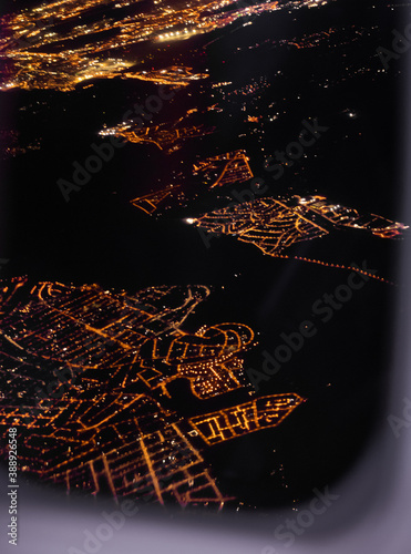 City night lights from the sky