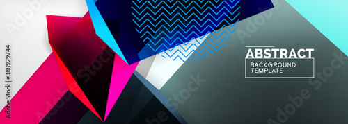 Low poly 3d geometric shapes, minimal abstract background. Vector illustrations for covers, banners, flyers and posters and other