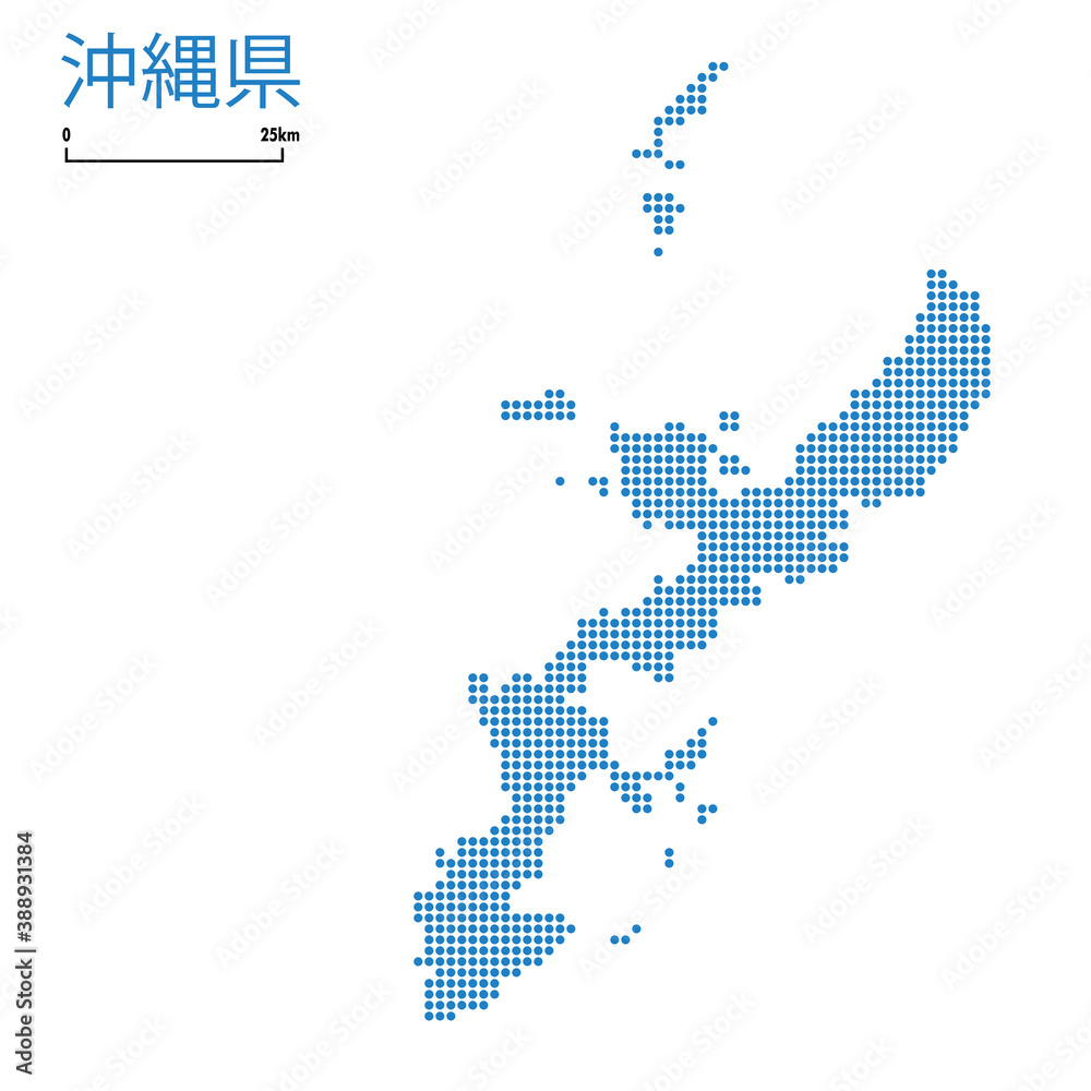 沖縄県の詳細地図九州地方 都道府県別ドット表現の地図のイラスト ベクターデータjapan Prefecture Map Stock Vector Adobe Stock