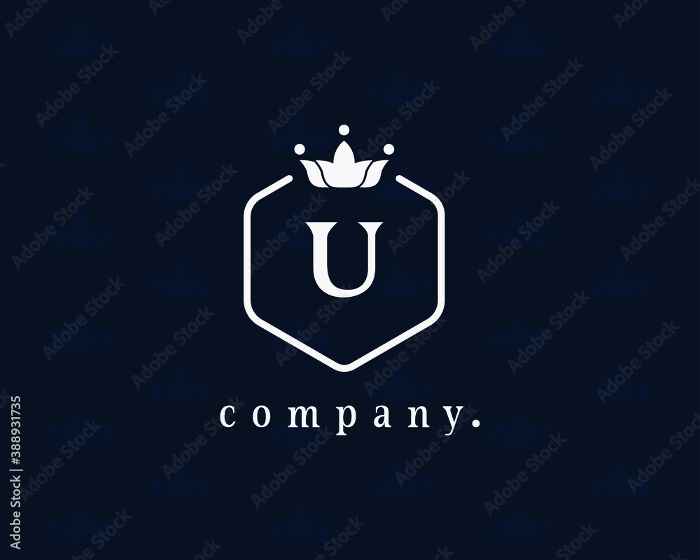 Letter U crown vector logo with a seamless floral pattern. Creative luxury emblem for the brand, real estate, crest logo, crests, crown, royal, fashion, hotel logo, boutique brand, wedding logo. Letter U crown vector logo with a seamless floral pattern. Creative luxury emblem for the brand, real estate, crest logo, crests, crown, royal, fashion, hotel logo, boutique brand, wedding logo.