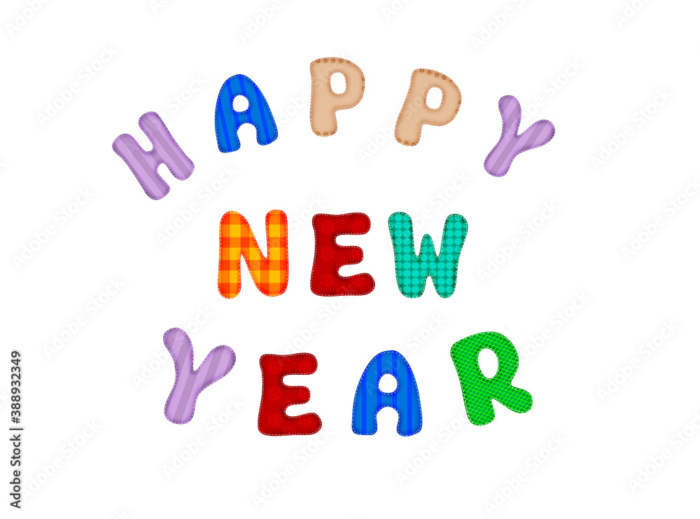 Decorative numbers of the New Year from fabric. Isolated objects on white background Decorative numbers of the New Year from fabric. Isolated objects on white background