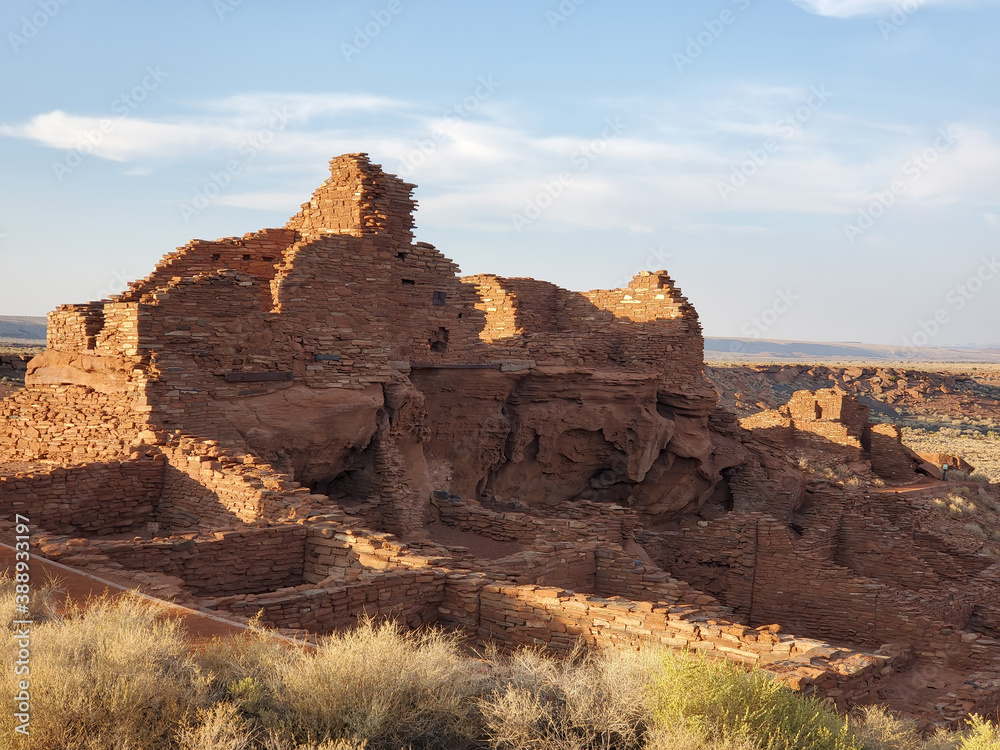 Sunset view of the Wupatki Pueblo ruins in Wupatki National Monument Sunset view of the Wupatki Pueblo ruins in Wupatki National Monument