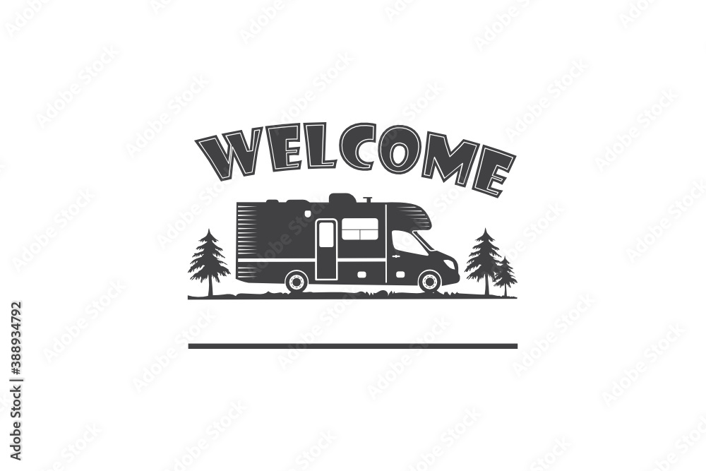 Class A Motorhome Welcome Campsite Sign svg, Camper van svg, RV Camper