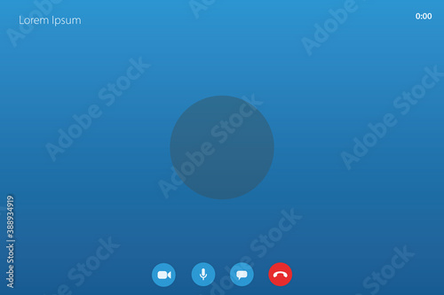 Video call screen template, template for online conference interface.