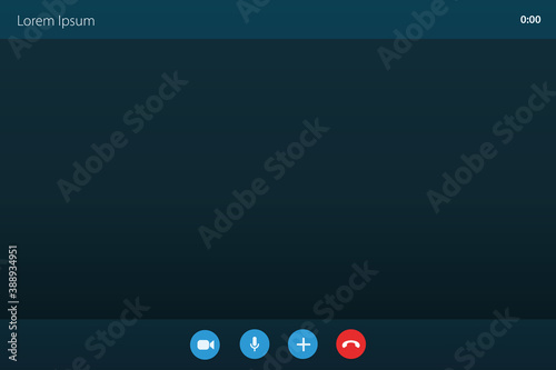Video call screen template, template for online conference interface.